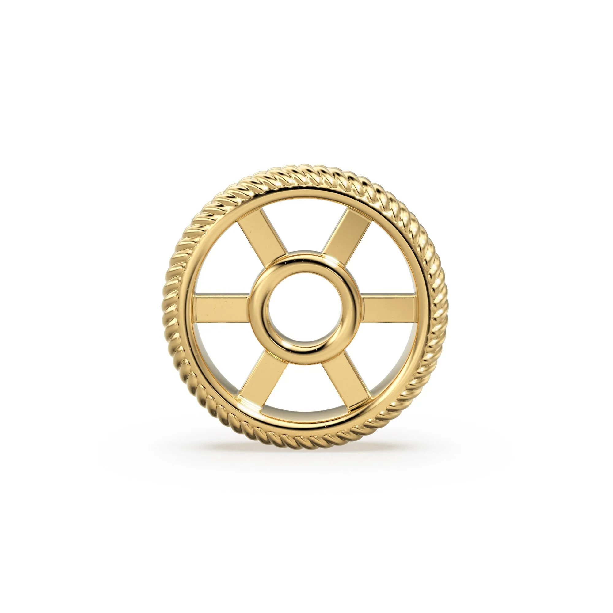 Textured 18k Solid Yellow Gold Spacer Beads / Jewelry Making Handmade Supplies / 14k Gold Wheel Tyre Findings