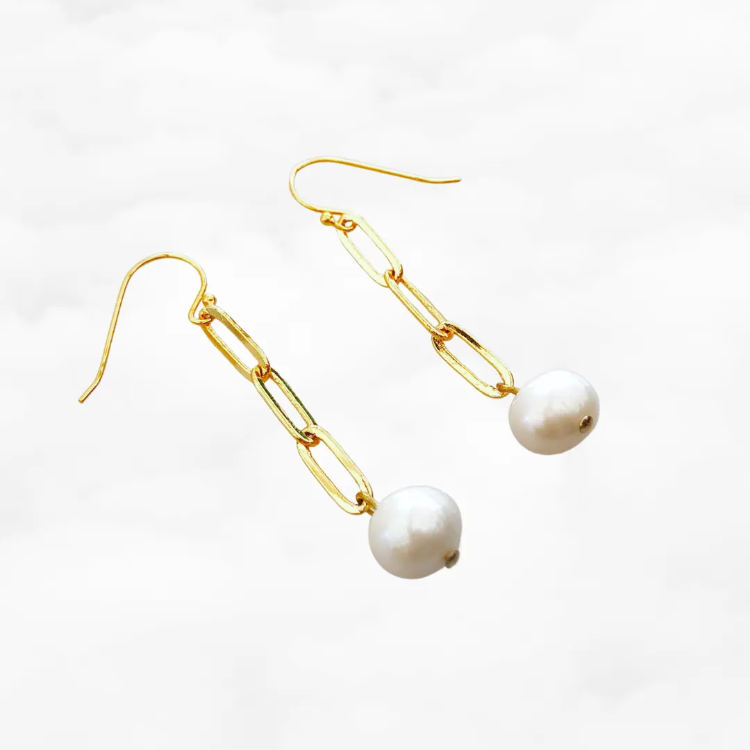 The Cloud Pearl and Chain Earrings