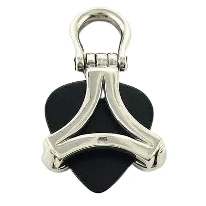 Tribal Carved Guitar Pick Holder Sterling Silver Pendant