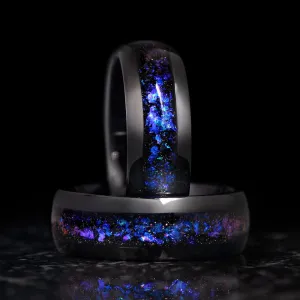 TRIFID - Black Tungsten Ring with Trifid Nebula Inlay