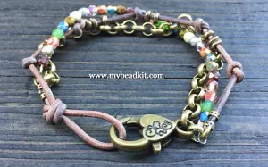 Triple Strand Boho-Style Bracelet Kit (Brass)