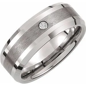 Tungsten .05 CT Diamond 8 mm Band Size 11.5