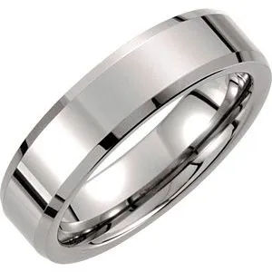 Tungsten 6 mm Beveled-Edge Band Size 7
