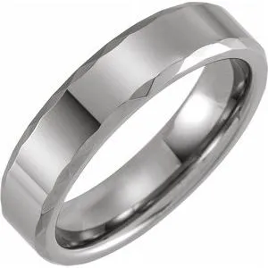 Tungsten 6 mm Faceted Beveled-Edge Band Size 11.5