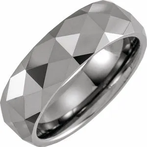 Tungsten 7 mm  Faceted Band Size 9