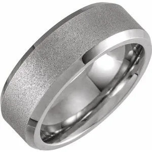 Tungsten 8 mm Beveled-Edge Band Size 7 with Ice Finish
