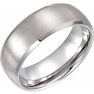 Tungsten 8 mm Beveled-Edge Band with Satin Finish Size 8.5