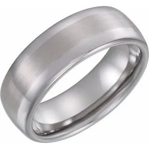 Tungsten 8 mm Rounded Edge Band with Satin Center Size 11.5