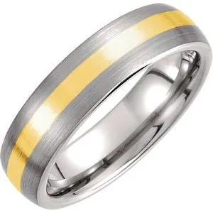 Tungsten & 14K Yellow 6 mm Dome Band Size 11