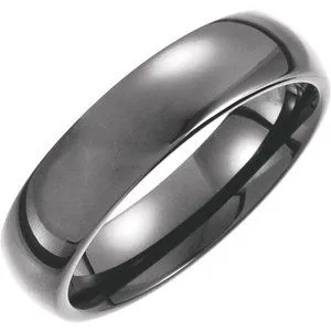 Tungsten with Black PVD 6 mm Half Round Band Size 12.5