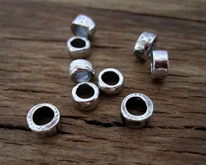 TWO 3.5mm Small Smooth Artisan Sterling Silver Bead Spacer and Slider (Set of 2)(N)