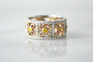 Two Tone Canary and Diamond Ring