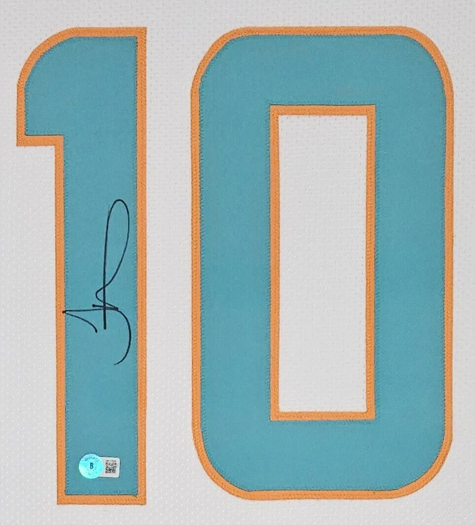 Tyreek Hill Miami Signed Framed Custom White Football Jersey BAS ITP