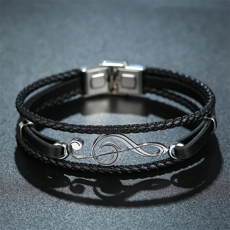 Unique  Stainless Steel Musical Clef Notes Bracelet