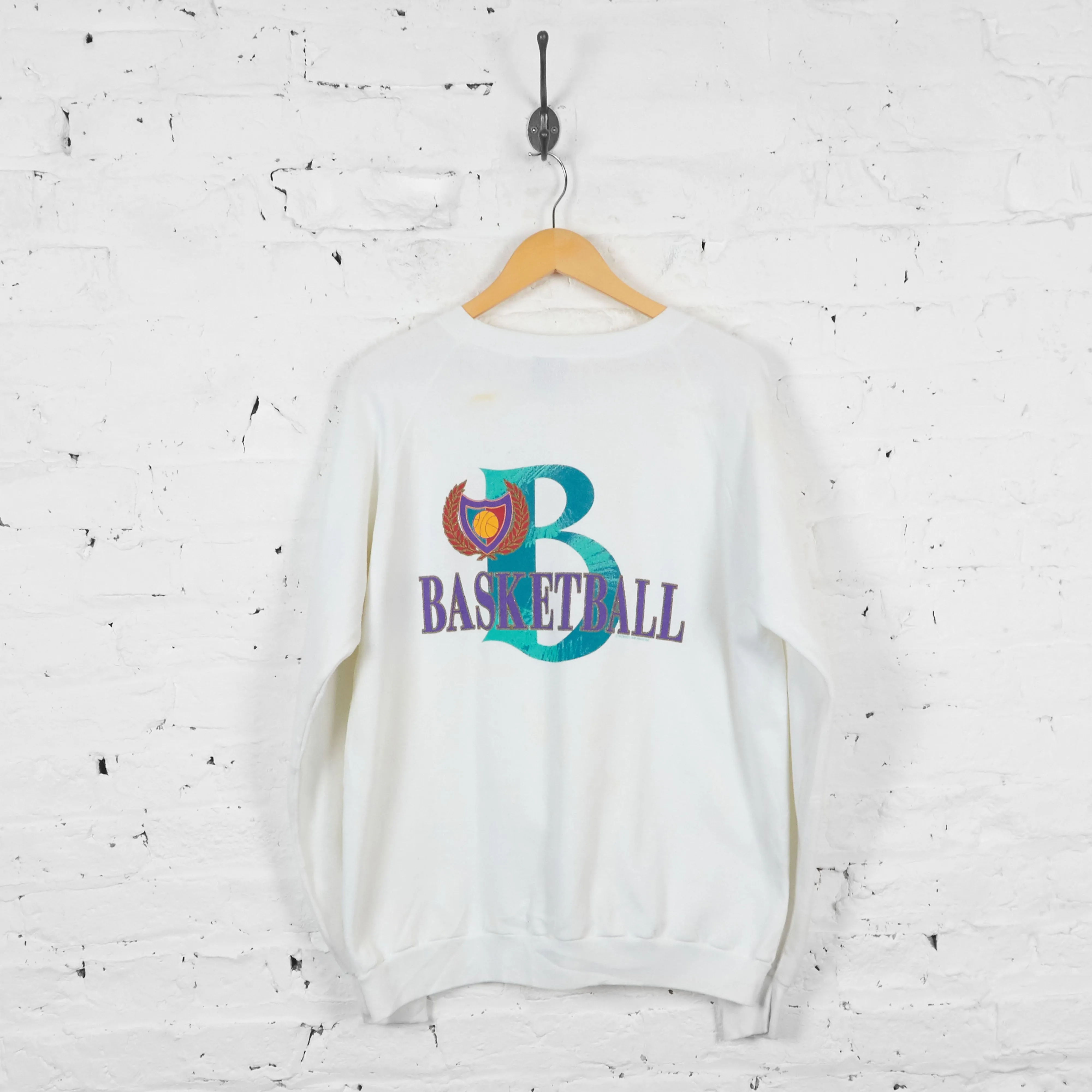 Vintage Basketball Sweatshirt - White - L