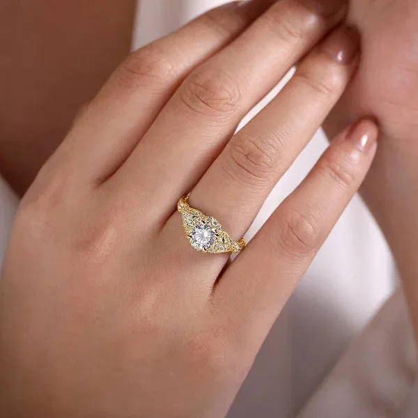 Vintage Inspired Diamond Halo Engagement Ring Mounting