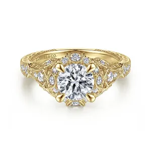 Vintage Inspired Diamond Halo Engagement Ring Mounting