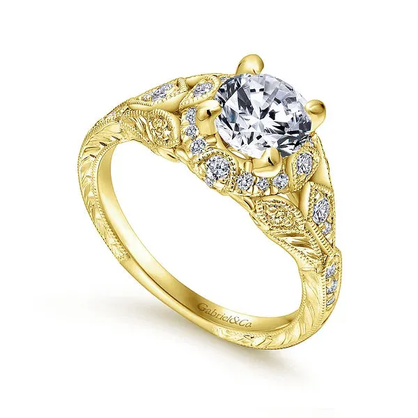 Vintage Inspired Diamond Halo Engagement Ring Mounting