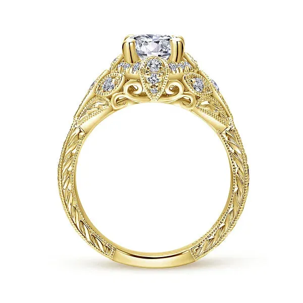Vintage Inspired Diamond Halo Engagement Ring Mounting