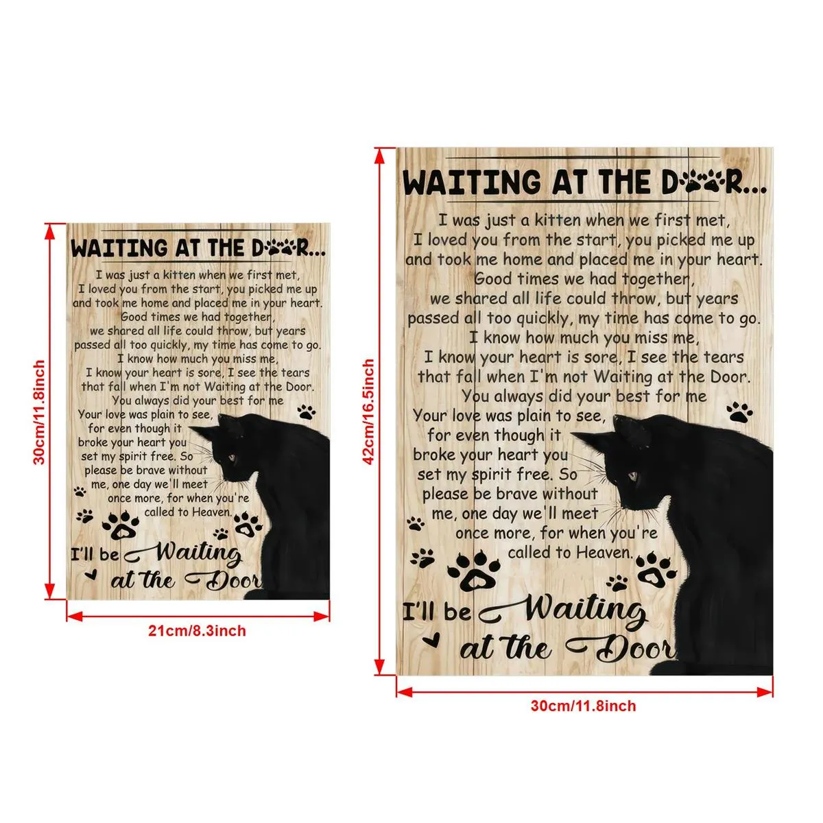 Waiting By The Door, Canvas Poster, Modern Art, Pet Love and Loss, Memory Of A Black Cat, No Frame