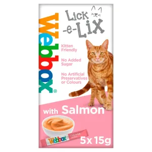 Webbox Lick-e-Lix with Salmon Tasty Yoghurty Treat 5x15g (Case of 10)