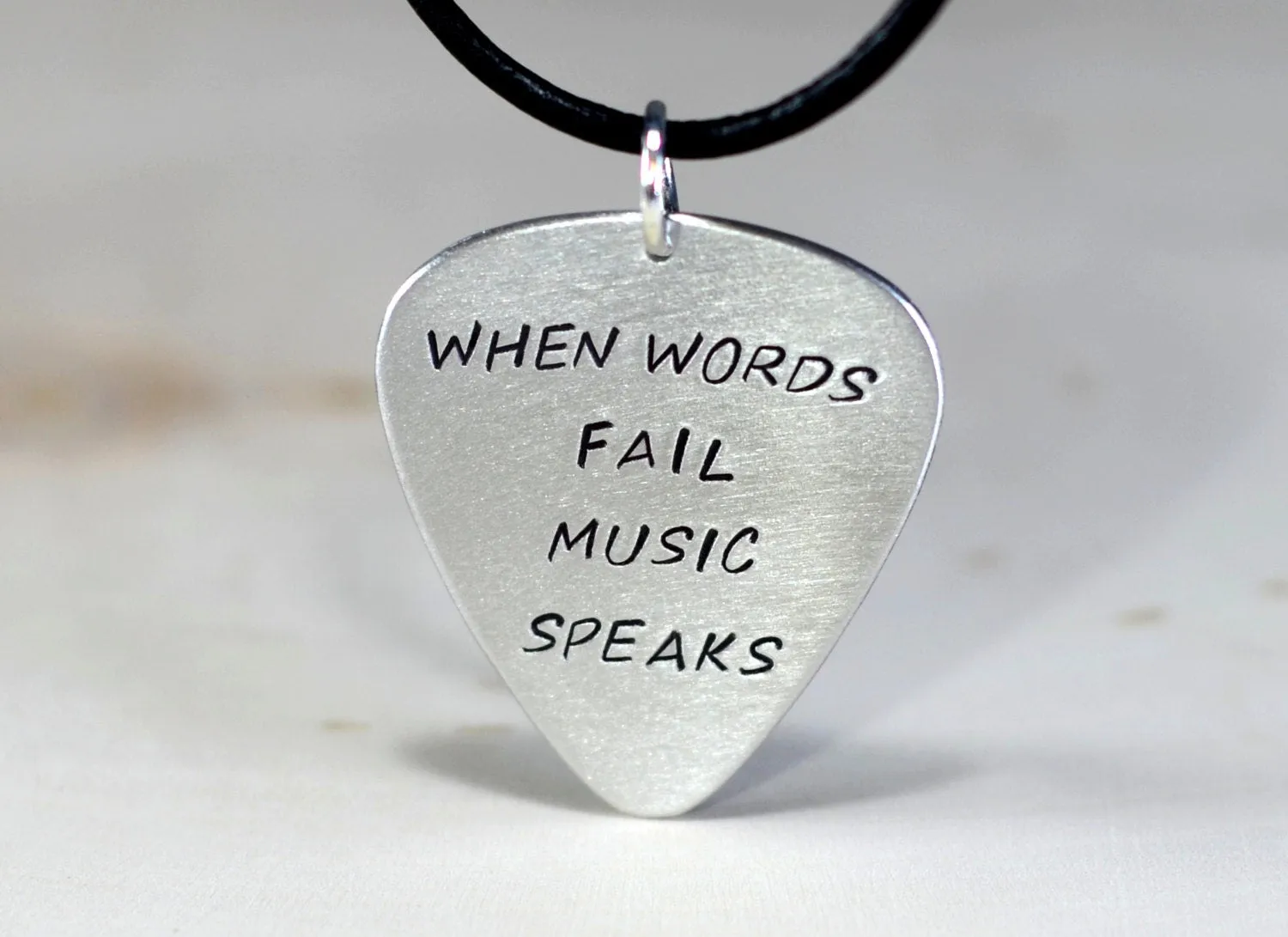 When words fail music speaks sterling silver guitar pick necklace
