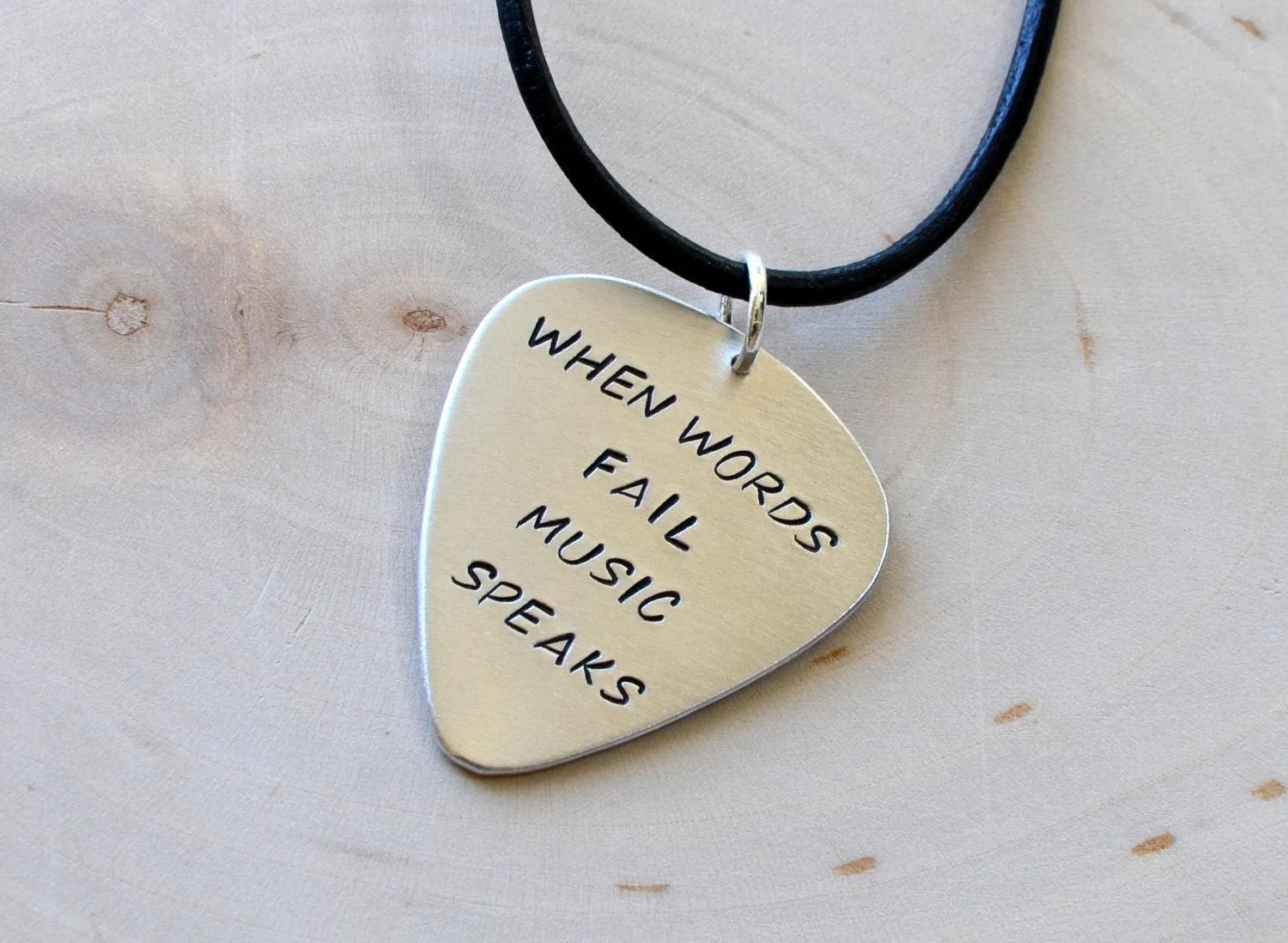 When words fail music speaks sterling silver guitar pick necklace