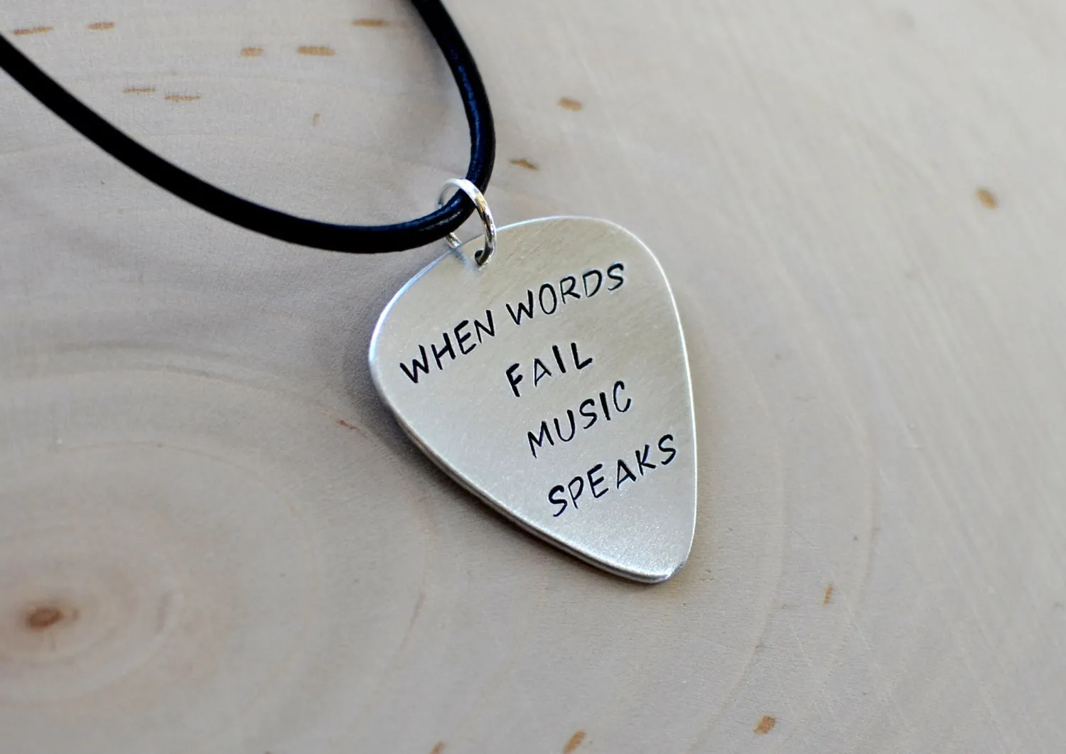 When words fail music speaks sterling silver guitar pick necklace