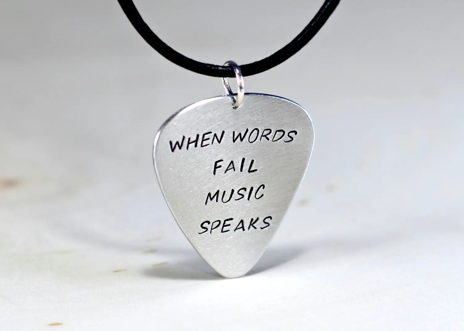 When words fail music speaks sterling silver guitar pick necklace