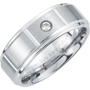 White Tungsten .05CTW Diamond 8.3 mm Satin Finish Grooved Band Size 12