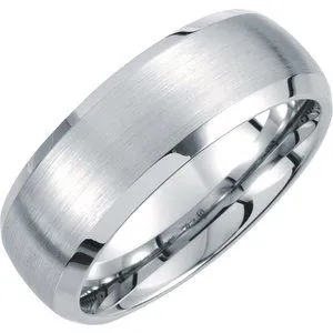 White Tungsten 8 mm Beveled-Edge Band with Satin Finish Size 12