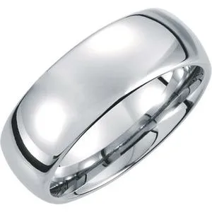 White Tungsten 8 mm Domed Band Size 10.5