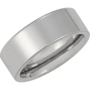 White Tungsten 8 mm Flat Band Size 8.5
