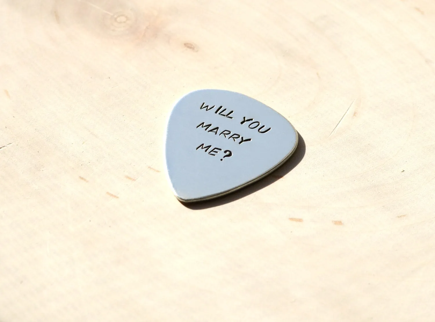 Will you marry me guitar pick proposal in aluminum - GP232A