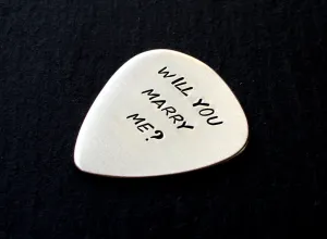 Will you marry me guitar pick proposal in aluminum - GP232A