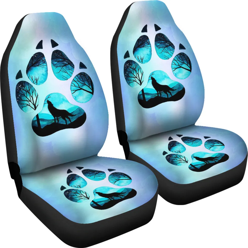 Wolf Inside Paw Print Car Seat Covers (Set of 2)