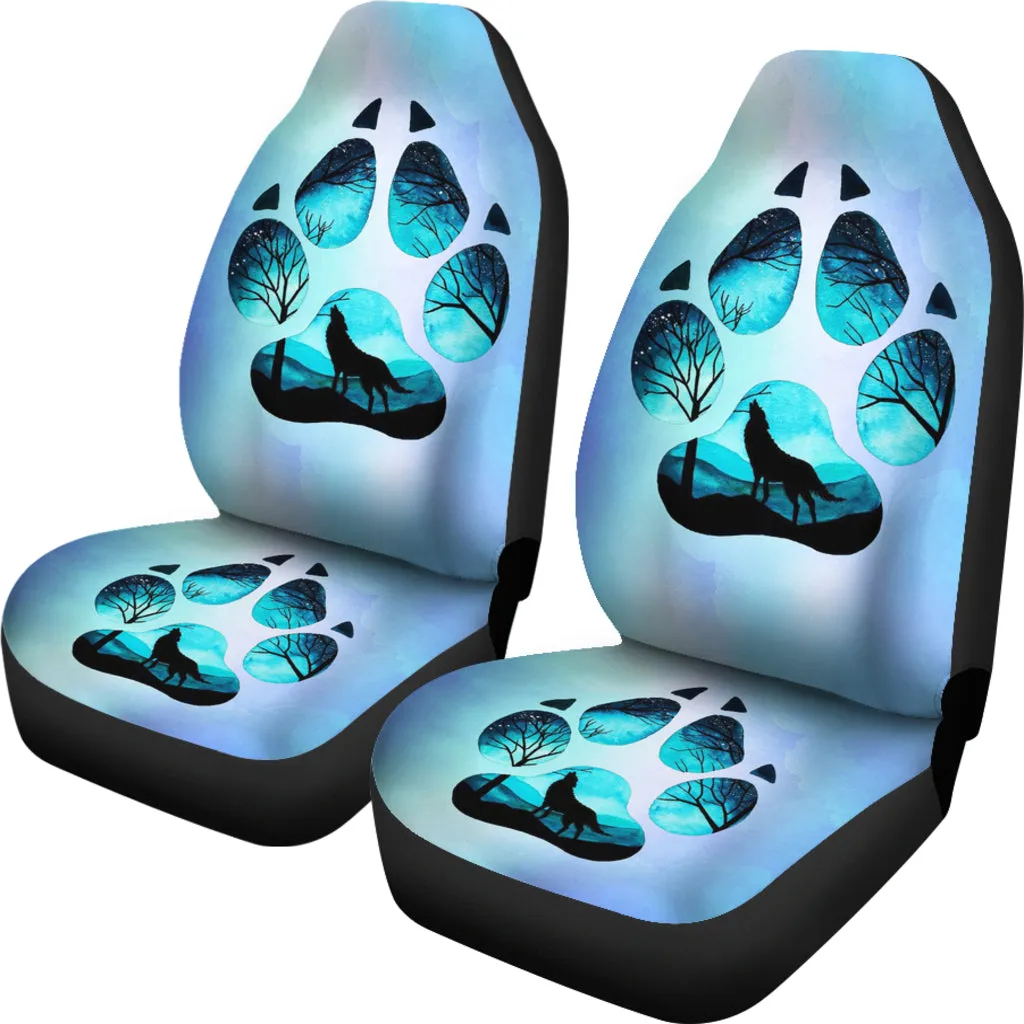 Wolf Inside Paw Print Car Seat Covers (Set of 2)