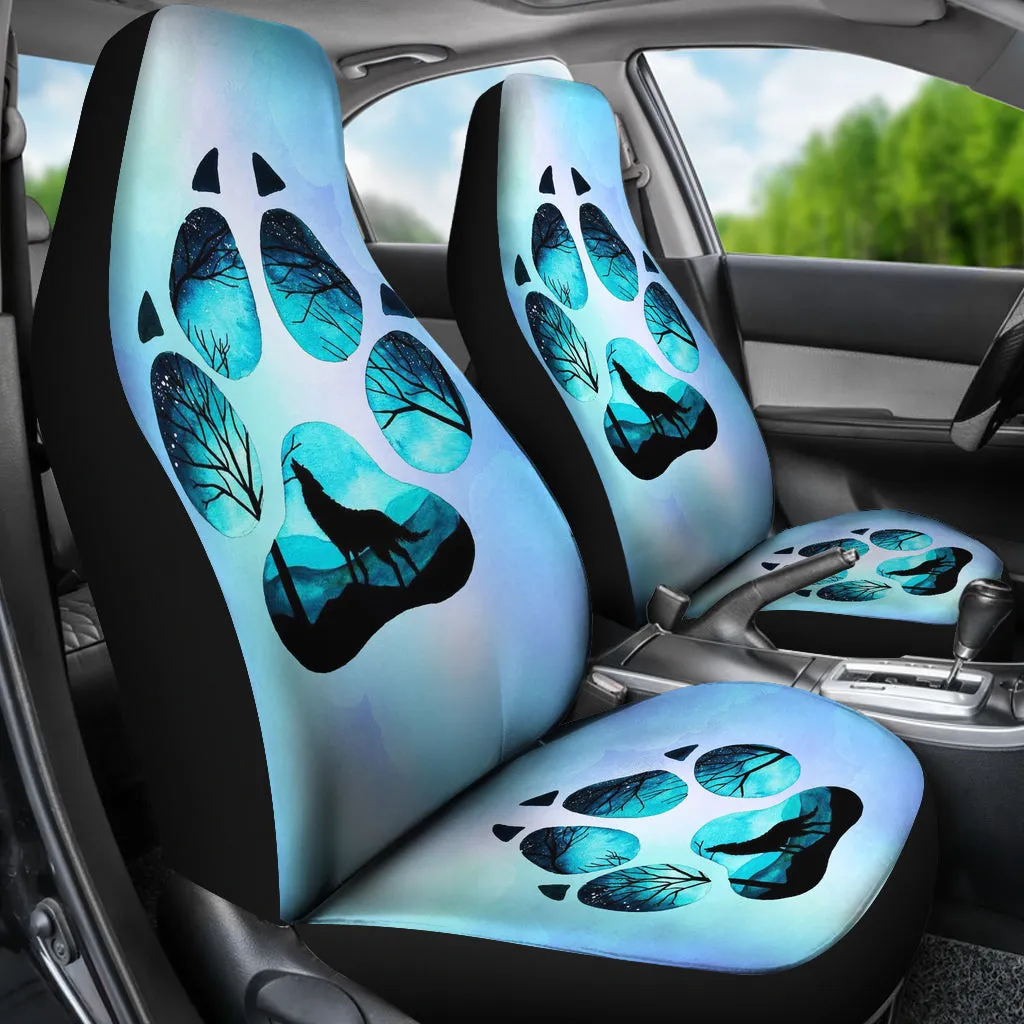 Wolf Inside Paw Print Car Seat Covers (Set of 2)