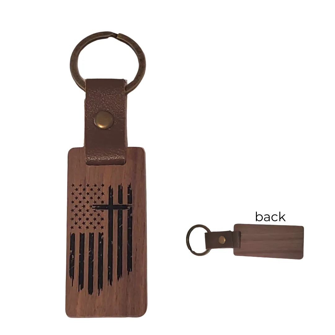 Wood Tag Key Rings - Faith Inspired