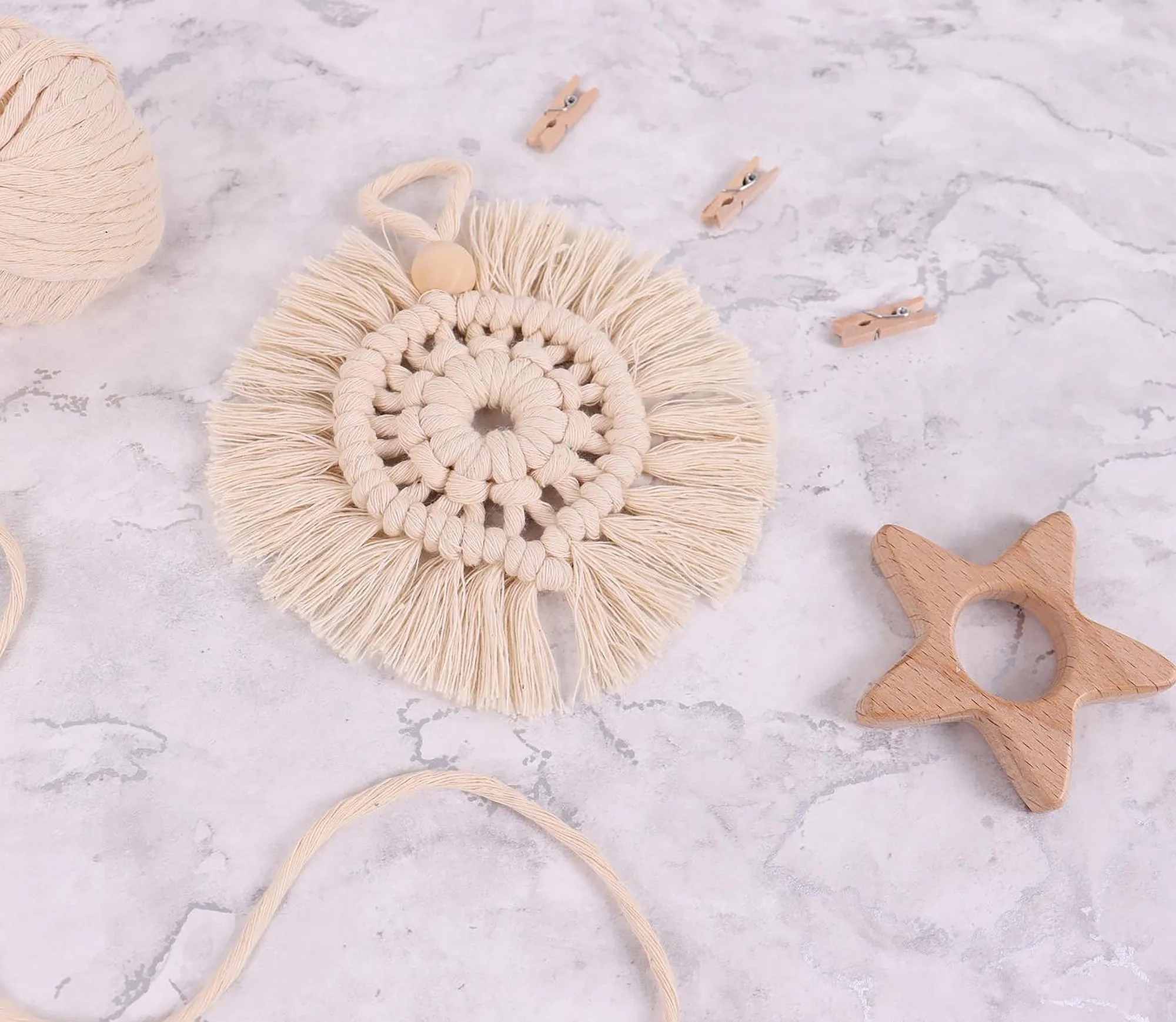 Wreath: Natural Begginers Macramé Kit  - All Materials & Instructions Included